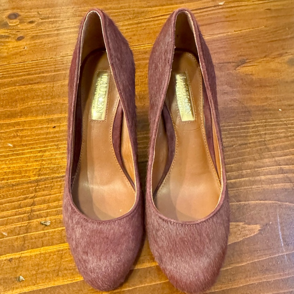 Lauren Ralph Lauren Burgundy calf hair shoes- 6.5